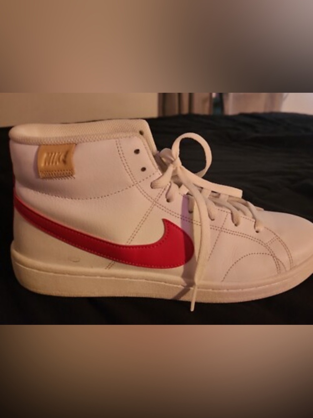 Nike Kids' White Sneaker with Red Swoosh